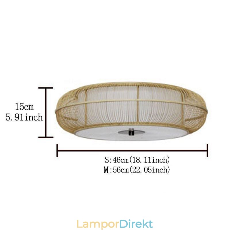 Kinesisk Specialbambu Flush Mount Creative Japansk Rund Taklampa