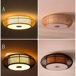 Kinesisk Specialbambu Flush Mount Creative Japansk Rund Taklampa