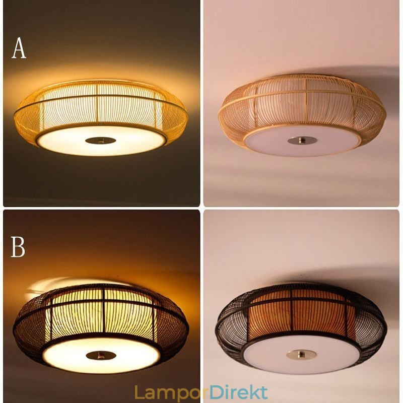 Kinesisk Specialbambu Flush Mount Creative Japansk Rund Taklampa