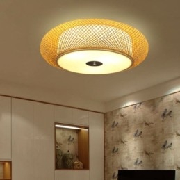 Modern Bamboo Flush Mount Kinesisk Vävd Takbelysning