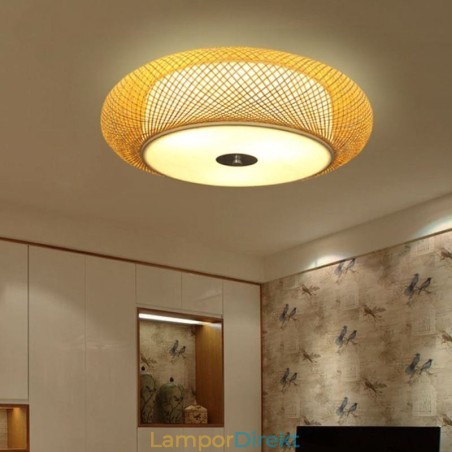 Modern Bamboo Flush Mount Kinesisk Vävd Takbelysning Modern Bamboo Flush Mount Kinesisk Vävd Takbelysning
