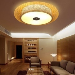 Modern Bamboo Flush Mount Kinesisk Vävd Takbelysning