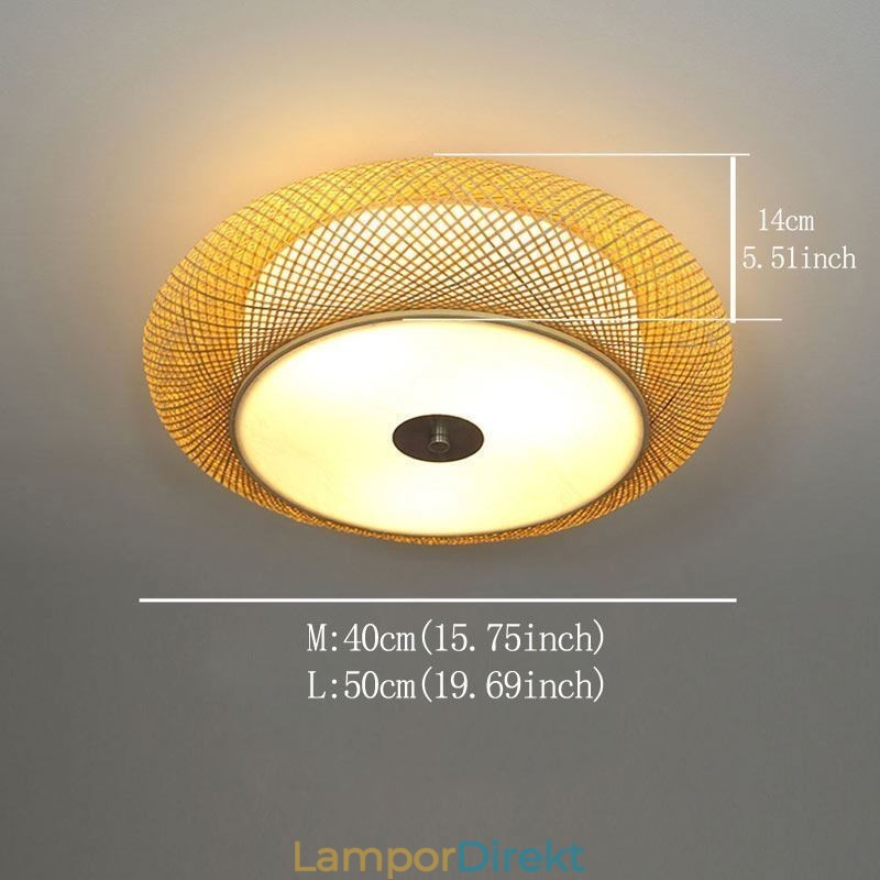 Modern Bamboo Flush Mount Kinesisk Vävd Takbelysning