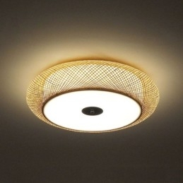 Modern Bamboo Flush Mount Kinesisk Vävd Takbelysning
