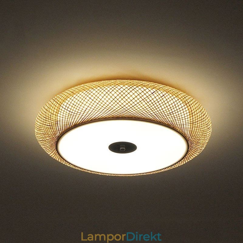 Modern Bamboo Flush Mount Kinesisk Vävd Takbelysning