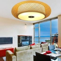 Modern Bamboo Flush Mount Kinesisk Vävd Takbelysning