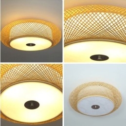 Modern Bamboo Flush Mount Kinesisk Vävd Takbelysning