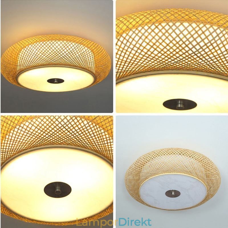 Modern Bamboo Flush Mount Kinesisk Vävd Takbelysning
