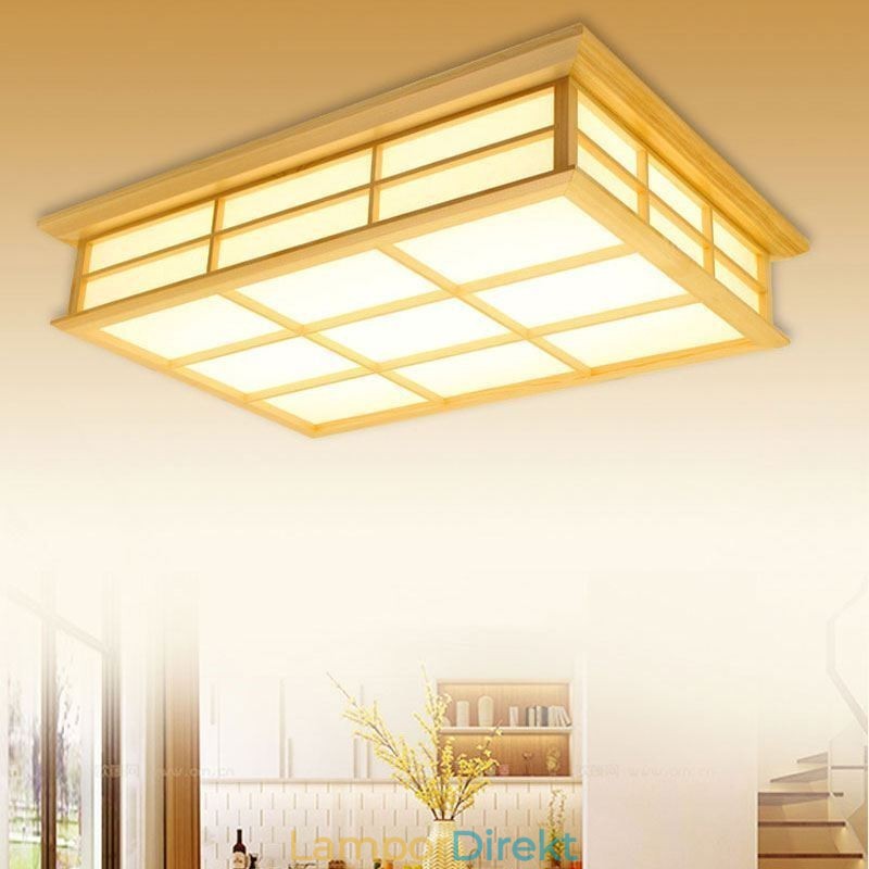 Japansk Cuboid Takbelysning Massivt Trä Takbelysning