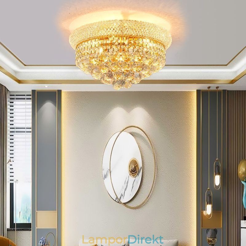 European Flush Mount Light Lyx Crystal Taklampa