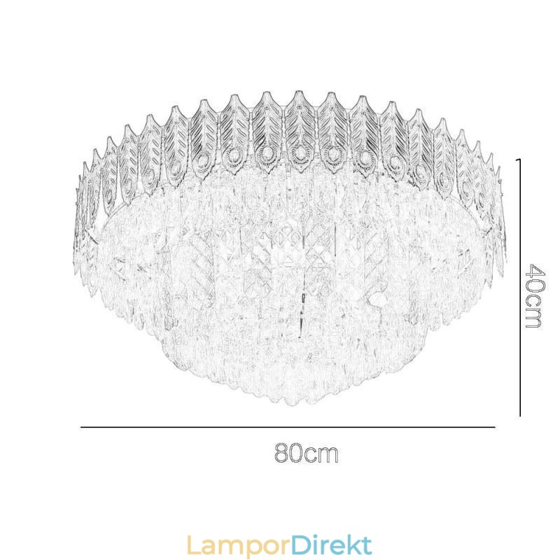 Crystal Flush Mount Rund Elektropläterad Phoenix Tail Guld Lyxig Decrative Taklampa