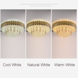 Crystal Flush Mount Rund Elektropläterad Phoenix Tail Guld Lyxig Decrative Taklampa