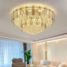 Crystal Flush Mount Double Layer Rund Lyx Decrative Taklampa 80Cm