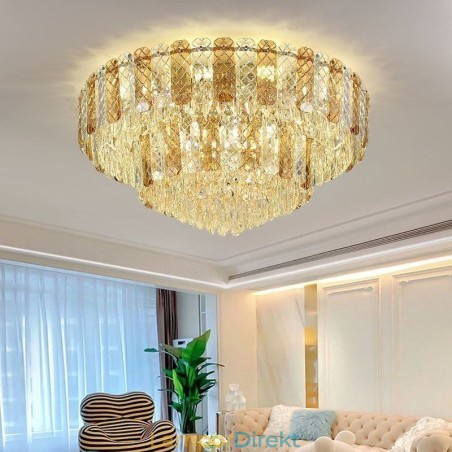 Crystal Flush Mount Double Layer Rund Lyx Decrative Taklampa 80Cm Crystal Flush Mount Double Layer Rund Lyx Decrative Taklampa 80Cm