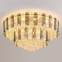 Crystal Flush Mount Double Layer Rund Lyx Decrative Taklampa 80Cm