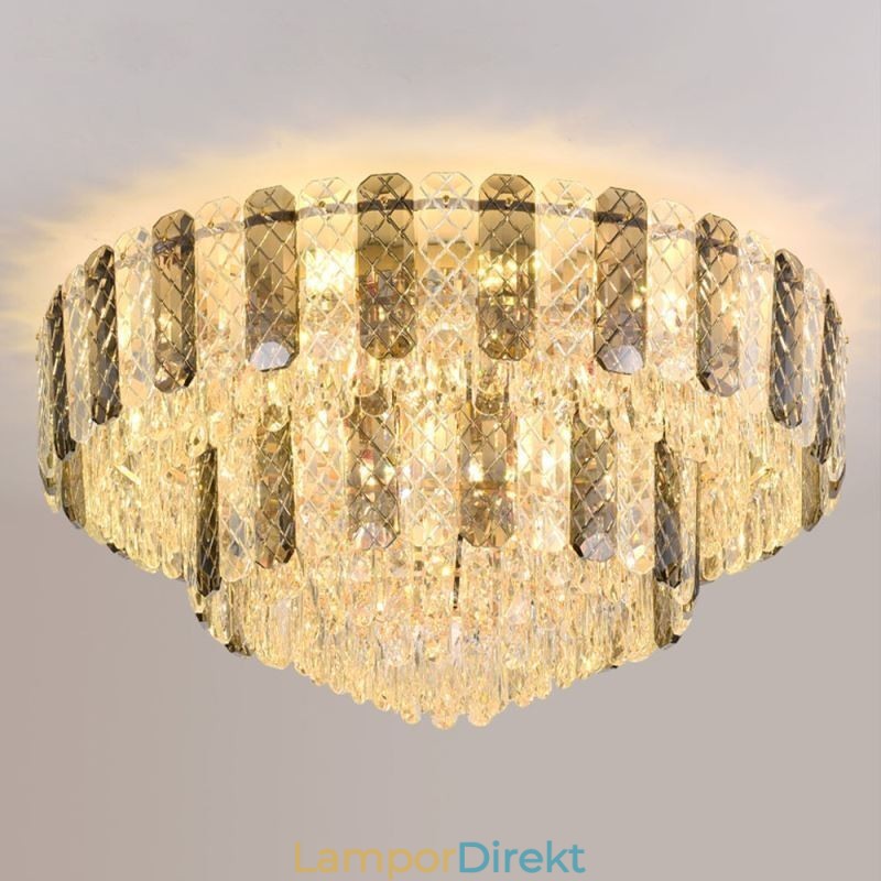 Crystal Flush Mount Double Layer Rund Lyx Decrative Taklampa 80Cm