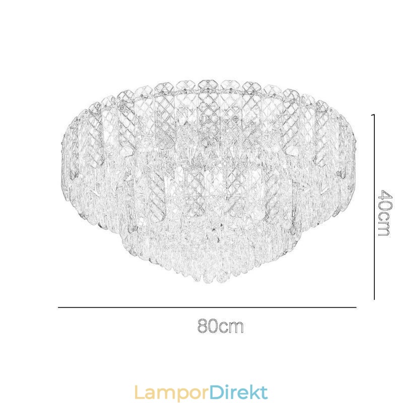 Crystal Flush Mount Double Layer Rund Lyx Decrative Taklampa 80Cm