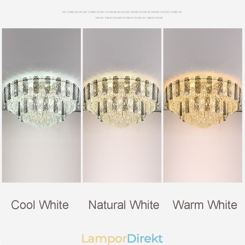 Crystal Flush Mount Double Layer Rund Lyx Decrative Taklampa 80Cm