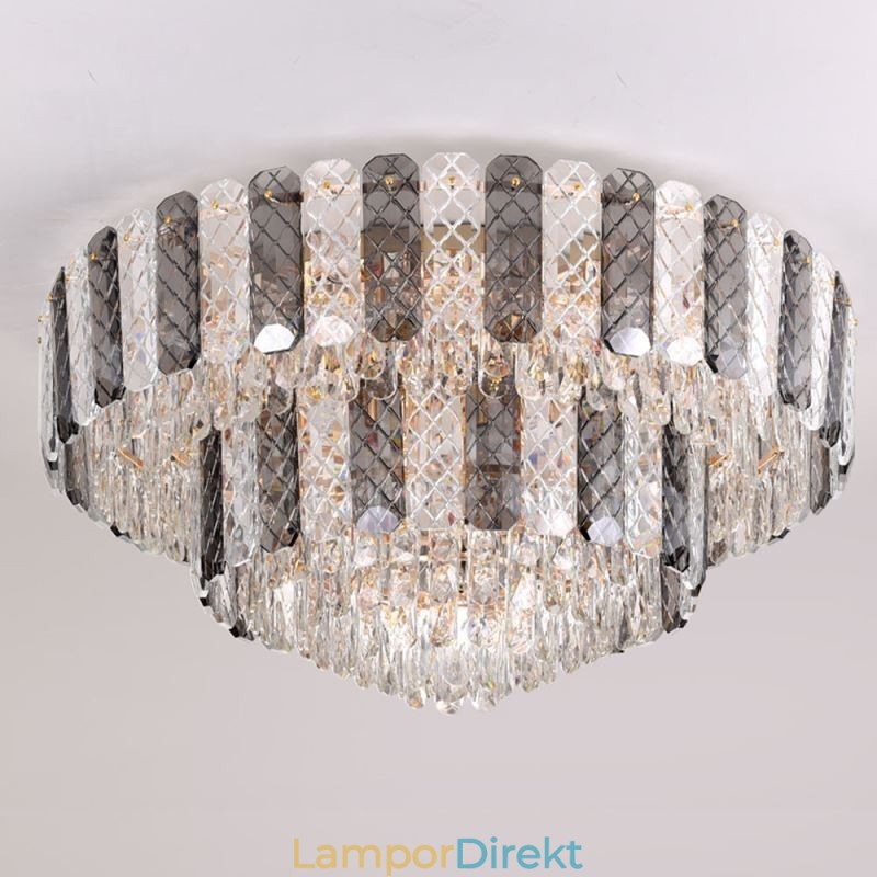 Crystal Flush Mount Double Layer Rund Lyx Decrative Taklampa 80Cm