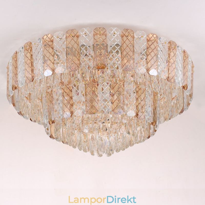 Crystal Flush Mount Double Layer Rund Lyx Decrative Taklampa 80Cm