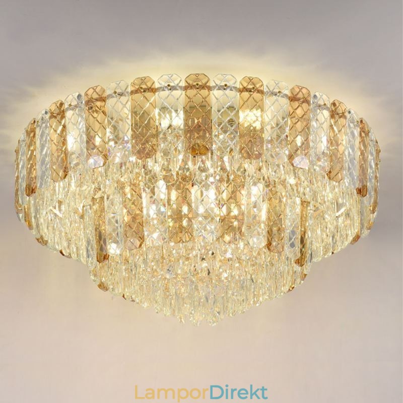 Crystal Flush Mount Double Layer Rund Lyx Decrative Taklampa 80Cm