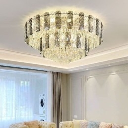 Crystal Flush Mount Double Layer Rund Lyx Decrative Taklampa 80Cm