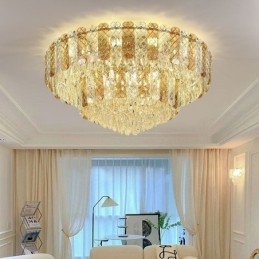 Crystal Flush Mount Double Layer Rund Lyx Decrative Taklampa 80Cm