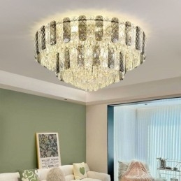 Crystal Flush Mount Double Layer Rund Lyx Decrative Taklampa 80Cm