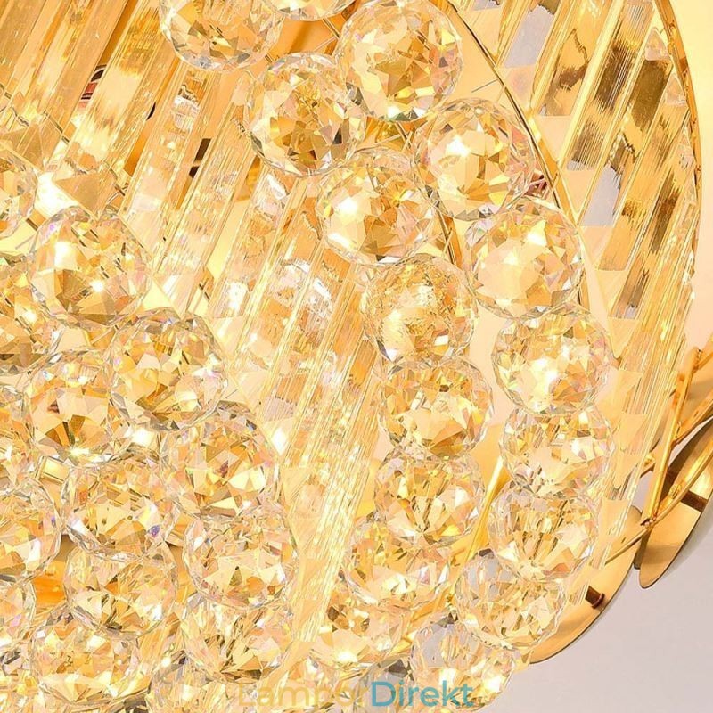 Crystal Flush Mount Rund Elektropläterad Guld Lyxig Decrative Taklampa 80Cm