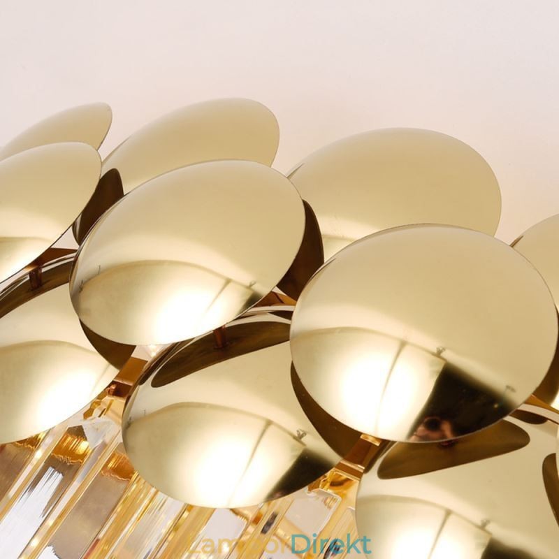 Crystal Flush Mount Rund Elektropläterad Guld Lyxig Decrative Taklampa 80Cm
