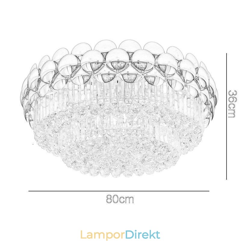 Crystal Flush Mount Rund Elektropläterad Guld Lyxig Decrative Taklampa 80Cm