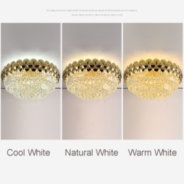 Crystal Flush Mount Rund Elektropläterad Guld Lyxig Decrative Taklampa 80Cm