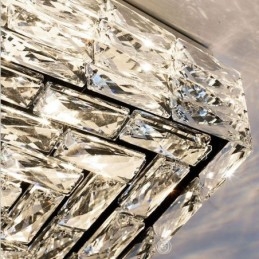 Crystal Ceiling Light Flush Mount Trefärgad Dimbar