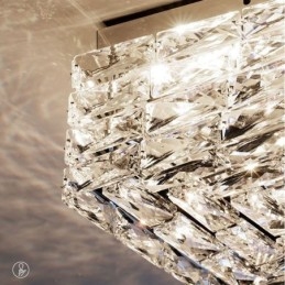 Crystal Ceiling Light Flush Mount Trefärgad Dimbar