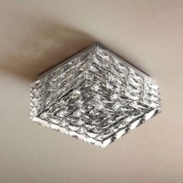 Crystal Ceiling Light Flush Mount Trefärgad Dimbar