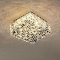 Crystal Ceiling Light Flush Mount Trefärgad Dimbar