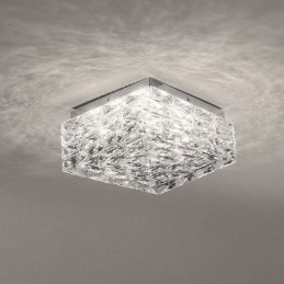 Crystal Ceiling Light Flush Mount Trefärgad Dimbar
