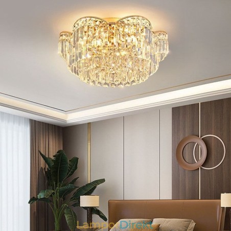 Crystal Flush Mount Lyxig Rund Kristalldekoration Taklampa Crystal Flush Mount Lyxig Rund Kristalldekoration Taklampa