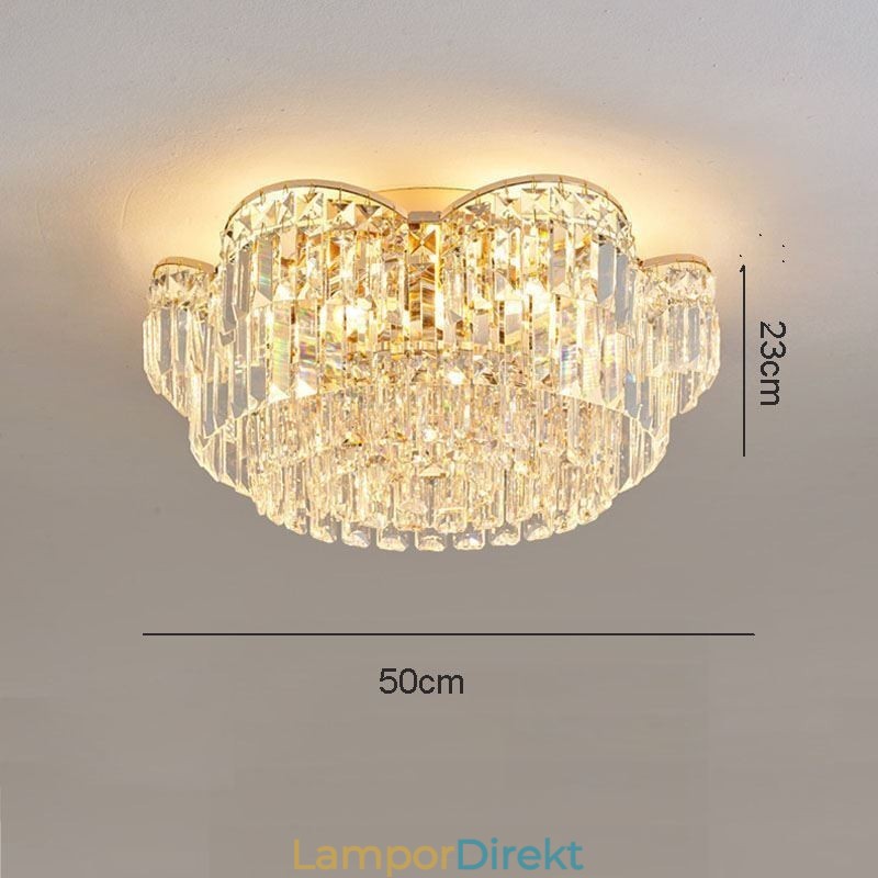 Crystal Flush Mount Lyxig Rund Kristalldekoration Taklampa