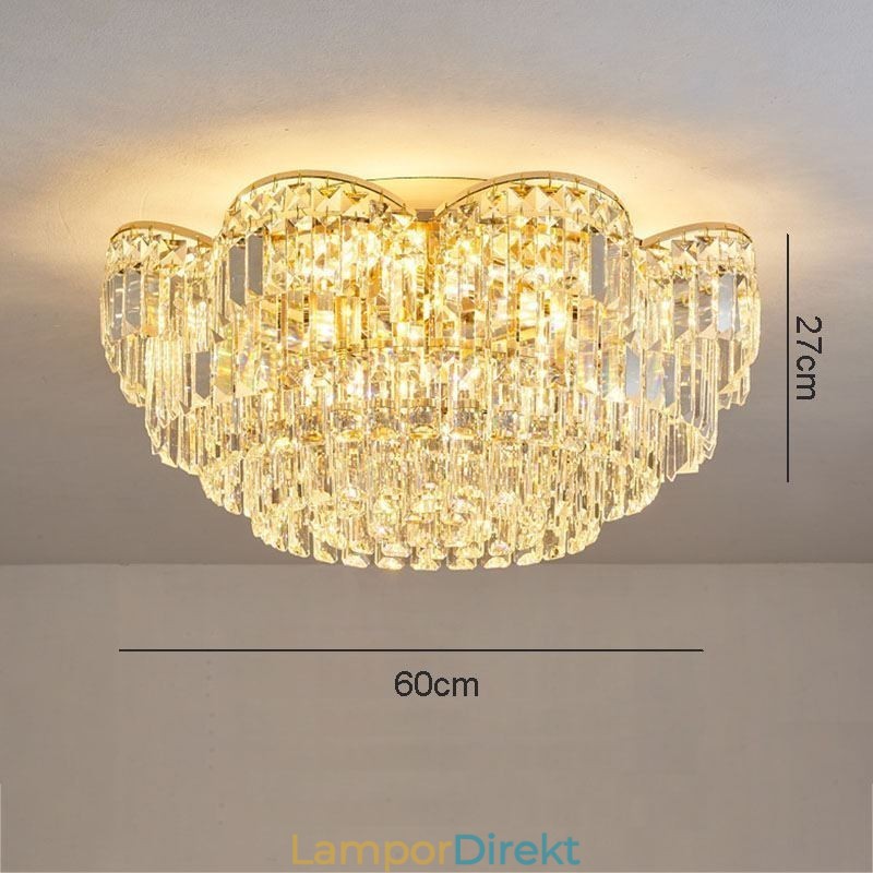 Crystal Flush Mount Lyxig Rund Kristalldekoration Taklampa