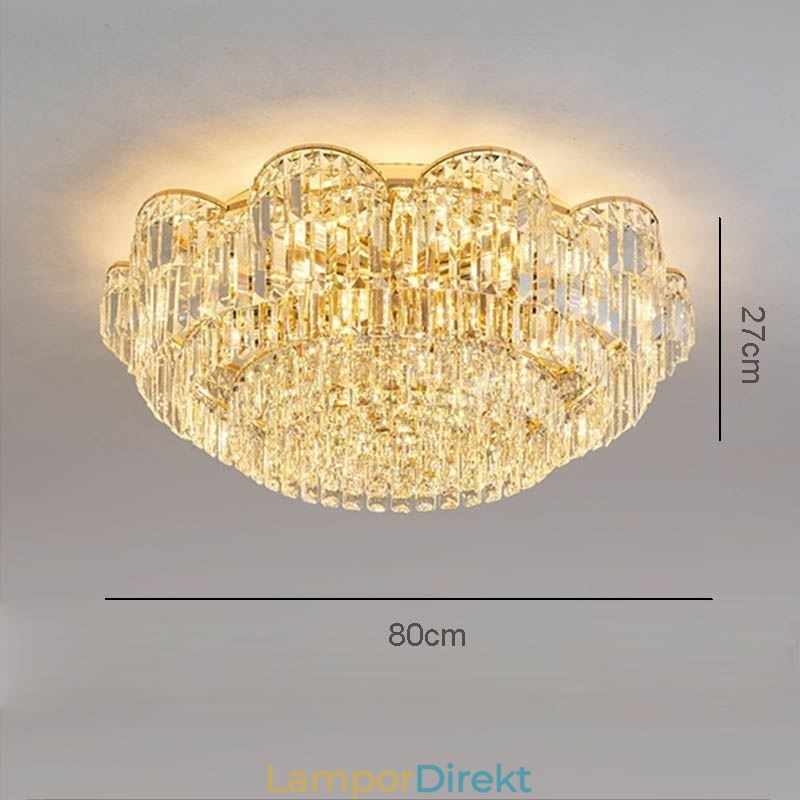 Crystal Flush Mount Lyxig Rund Kristalldekoration Taklampa