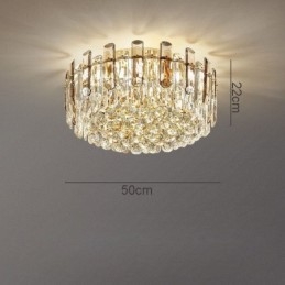 Crystal Flush Mount Smoke Grå Rund Kristalldekoration Taklampa