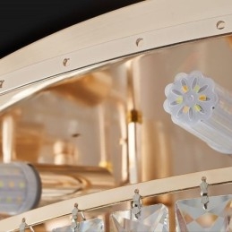 Crystal Flush Mount Smoke Grå Rund Kristalldekoration Taklampa