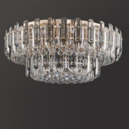 Crystal Flush Mount Smoke Grå Rund Kristalldekoration Taklampa