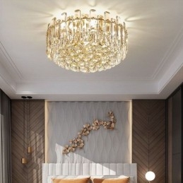 Lyxig Crystal Flush Mount Rund Crystal Dekoration Taklampa