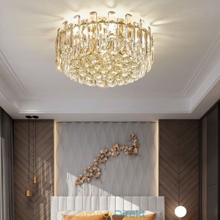 Lyxig Crystal Flush Mount Rund Crystal Dekoration Taklampa Lyxig Crystal Flush Mount Rund Crystal Dekoration Taklampa