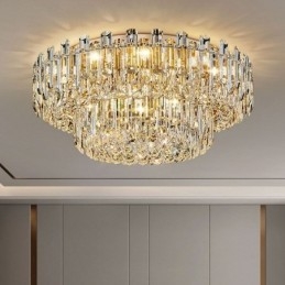 Lyxig Crystal Flush Mount Rund Crystal Dekoration Taklampa