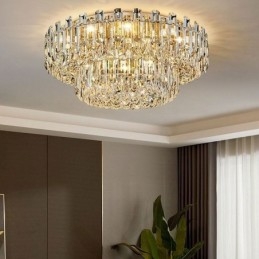 Lyxig Crystal Flush Mount Rund Crystal Dekoration Taklampa