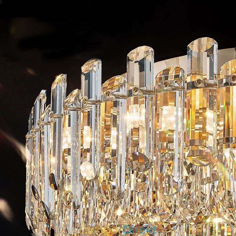 Lyxig Crystal Flush Mount Rund Crystal Dekoration Taklampa