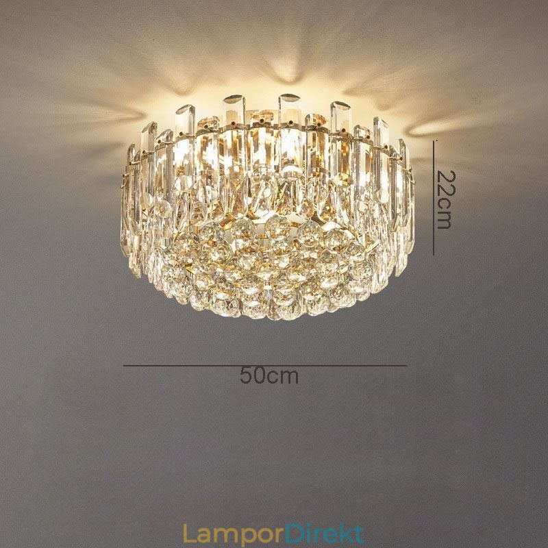Lyxig Crystal Flush Mount Rund Crystal Dekoration Taklampa